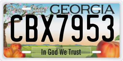 GA license plate CBX7953