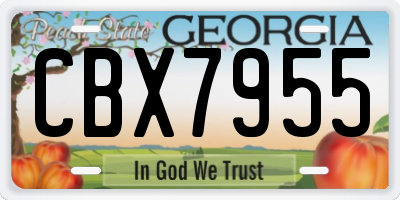 GA license plate CBX7955