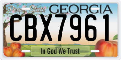 GA license plate CBX7961