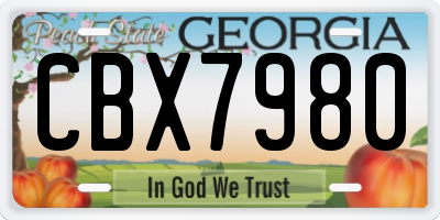 GA license plate CBX7980
