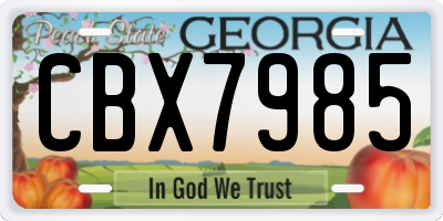 GA license plate CBX7985