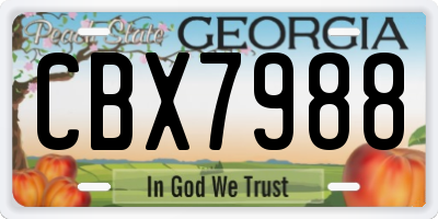 GA license plate CBX7988