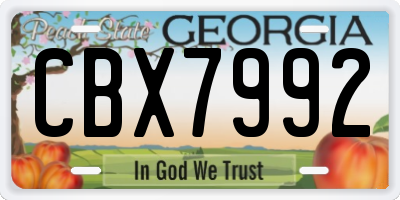 GA license plate CBX7992