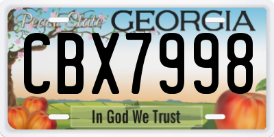 GA license plate CBX7998