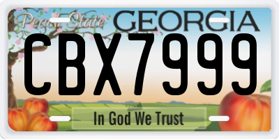GA license plate CBX7999