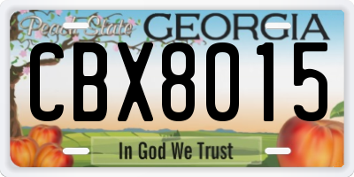 GA license plate CBX8015