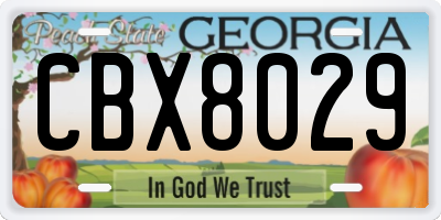 GA license plate CBX8029