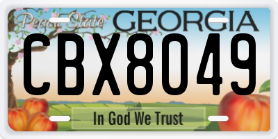GA license plate CBX8049