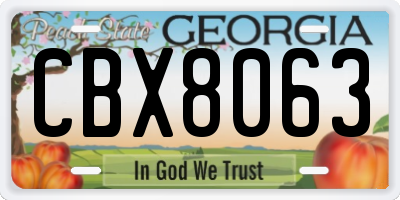 GA license plate CBX8063