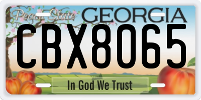 GA license plate CBX8065