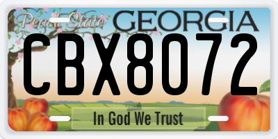 GA license plate CBX8072
