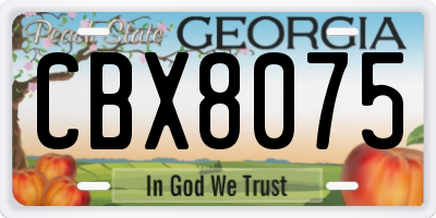 GA license plate CBX8075