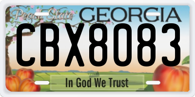 GA license plate CBX8083