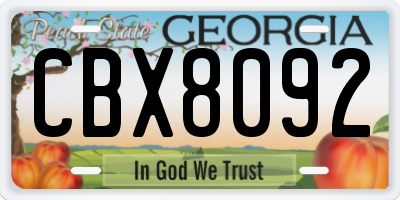 GA license plate CBX8092