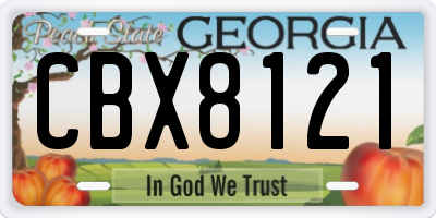 GA license plate CBX8121