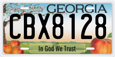 GA license plate CBX8128
