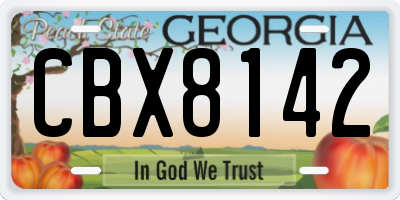 GA license plate CBX8142