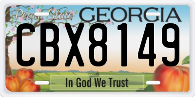 GA license plate CBX8149