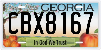 GA license plate CBX8167