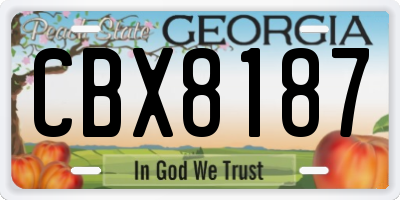 GA license plate CBX8187