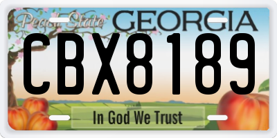 GA license plate CBX8189