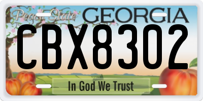 GA license plate CBX8302