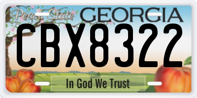 GA license plate CBX8322