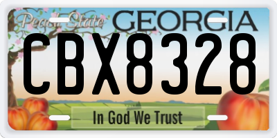 GA license plate CBX8328