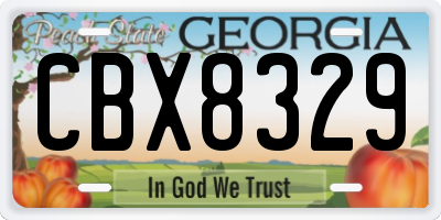 GA license plate CBX8329
