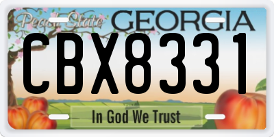 GA license plate CBX8331