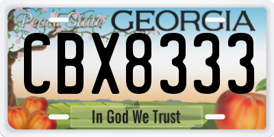 GA license plate CBX8333