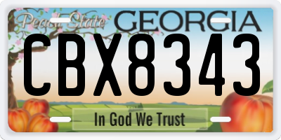 GA license plate CBX8343