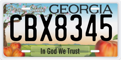GA license plate CBX8345