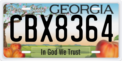 GA license plate CBX8364