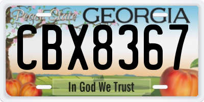GA license plate CBX8367