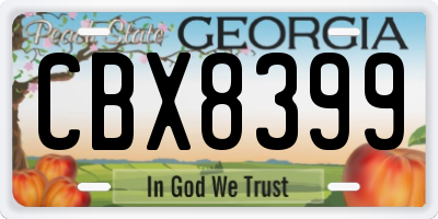 GA license plate CBX8399