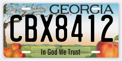 GA license plate CBX8412