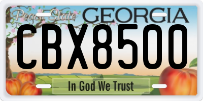 GA license plate CBX8500