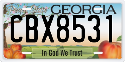 GA license plate CBX8531