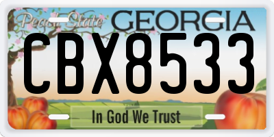 GA license plate CBX8533