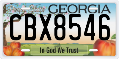 GA license plate CBX8546