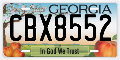 GA license plate CBX8552