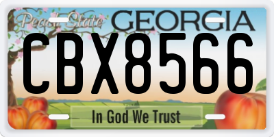 GA license plate CBX8566