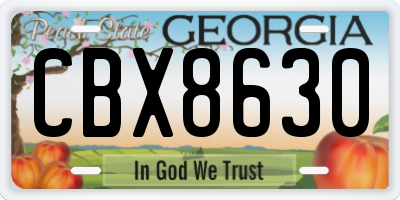 GA license plate CBX8630