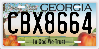 GA license plate CBX8664