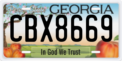 GA license plate CBX8669