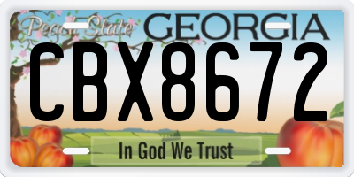 GA license plate CBX8672