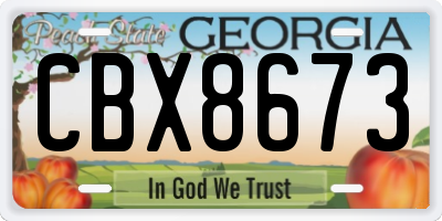 GA license plate CBX8673