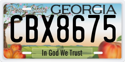 GA license plate CBX8675
