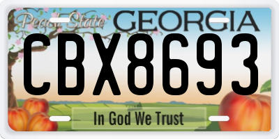 GA license plate CBX8693